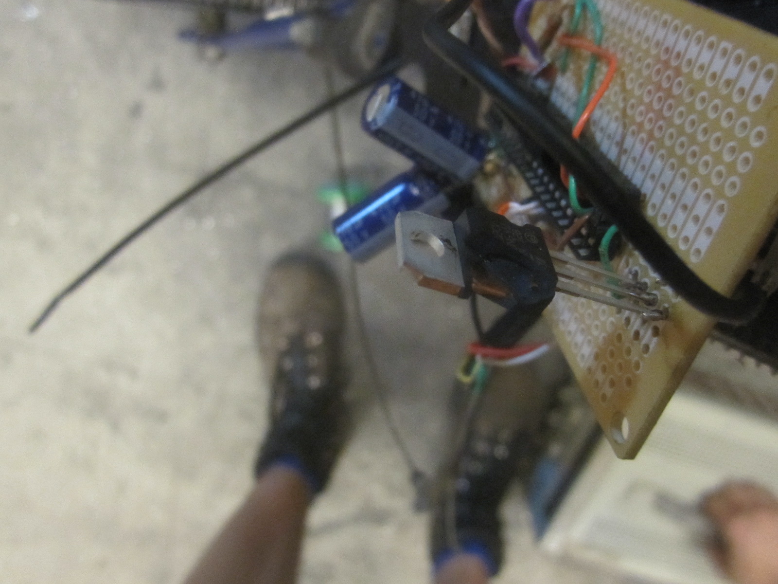 protoboarded circuit mess