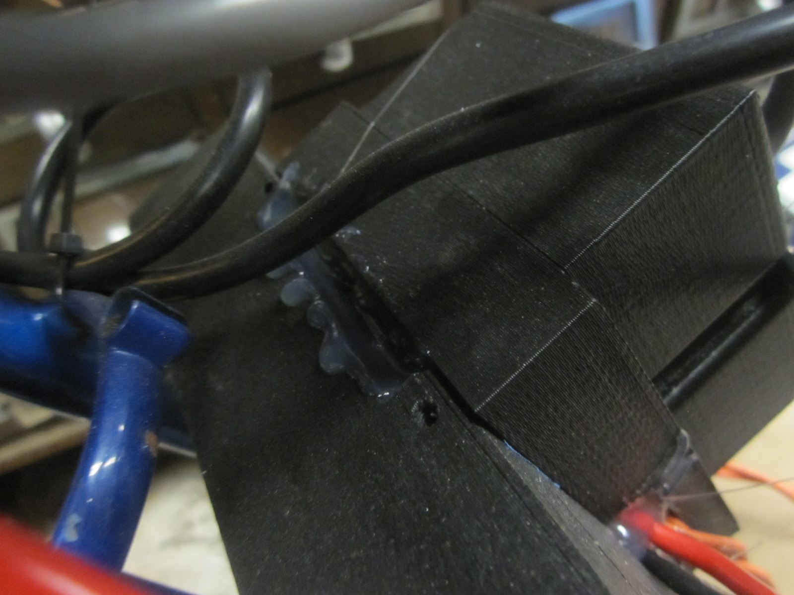 hot glue to keep water out of the motor controller